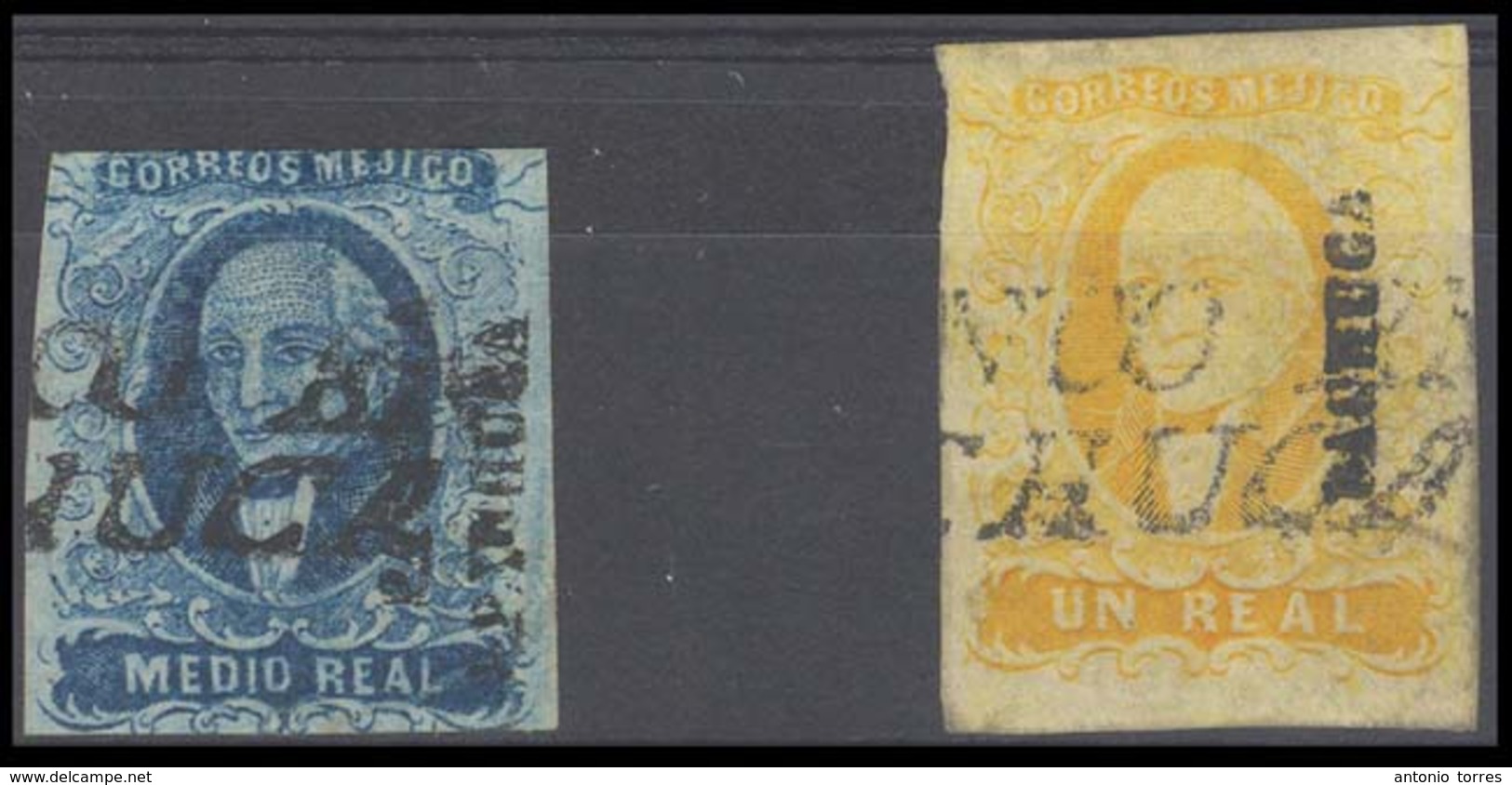 MEXICO. Sc 1º/2º. PACHUCA District. 1/2rl + 1rl. Doble Line Fco / Pachuca. Fine. - Mexico