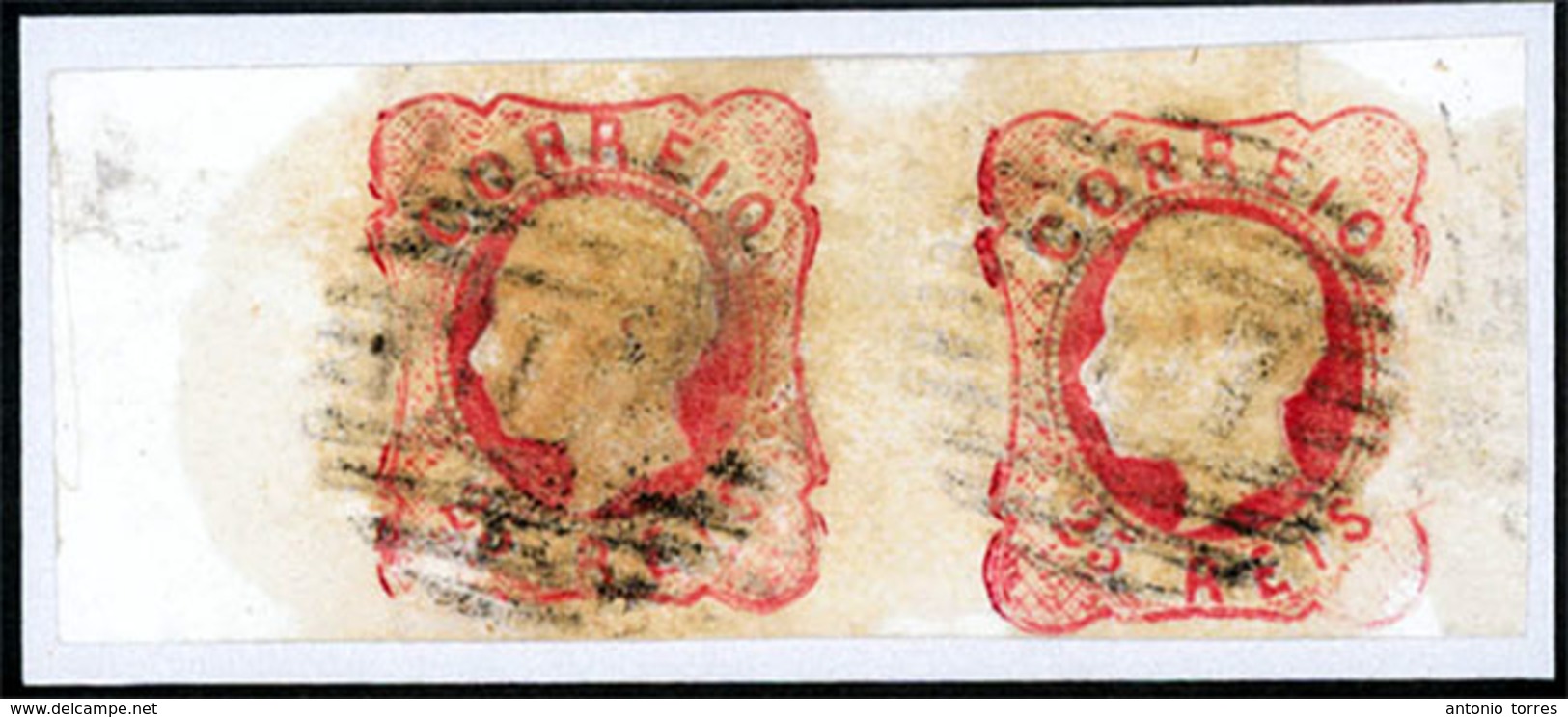 PORTUGAL. 16º. Die I. Horiz. Pair. Irregular Printing/ink Distribution. V. Good Margins, Border At Left. - Other & Unclassified