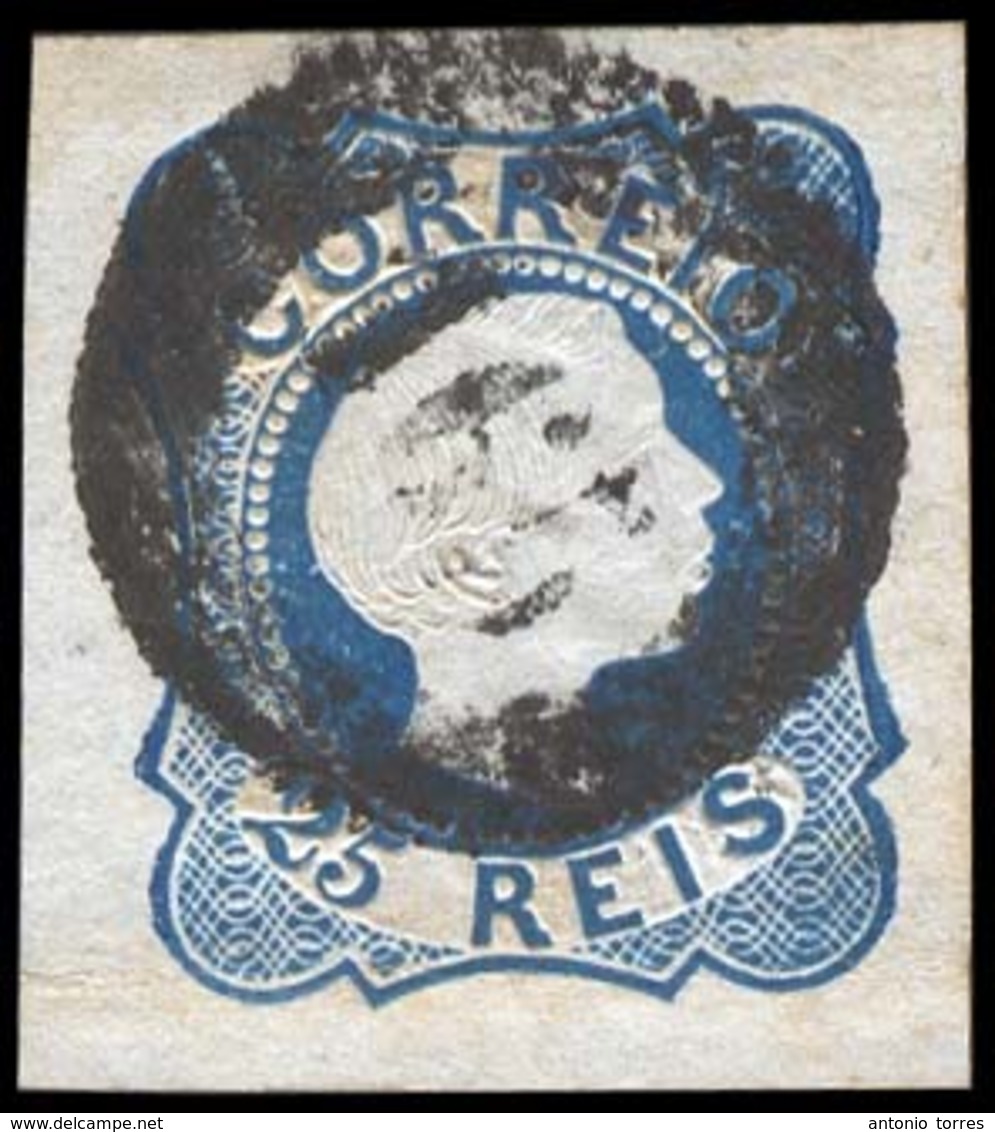 PORTUGAL. Af. 6º Die I. 1855. 25rs Blue Large Margins. Cancel 165. (Elbas). VF. - Other & Unclassified