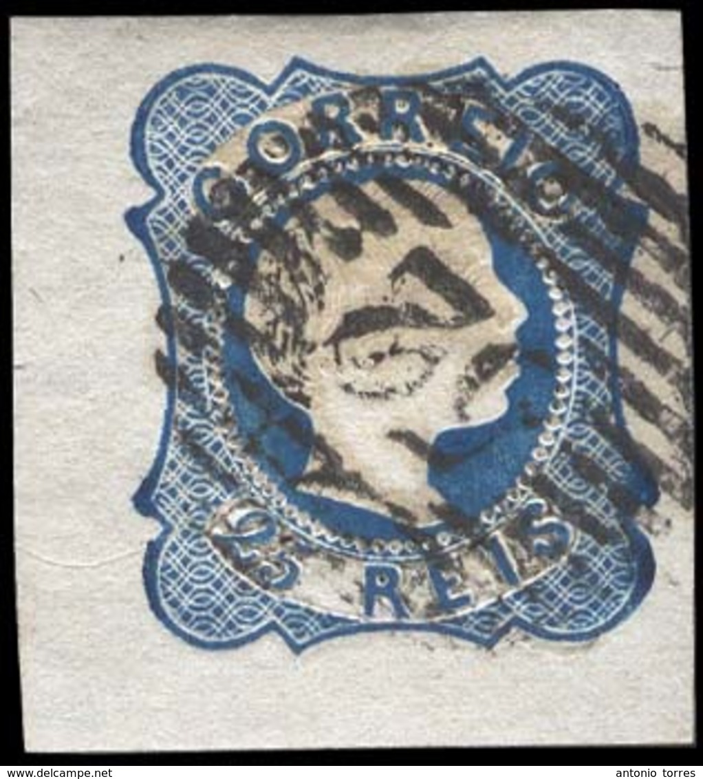 PORTUGAL. Af. 7º. Die II 1855. 25rs Blue, Large Margins, Border At Left, Cancelled Neat "52" (Porto). XF. Cat 05 45 Euro - Sonstige & Ohne Zuordnung