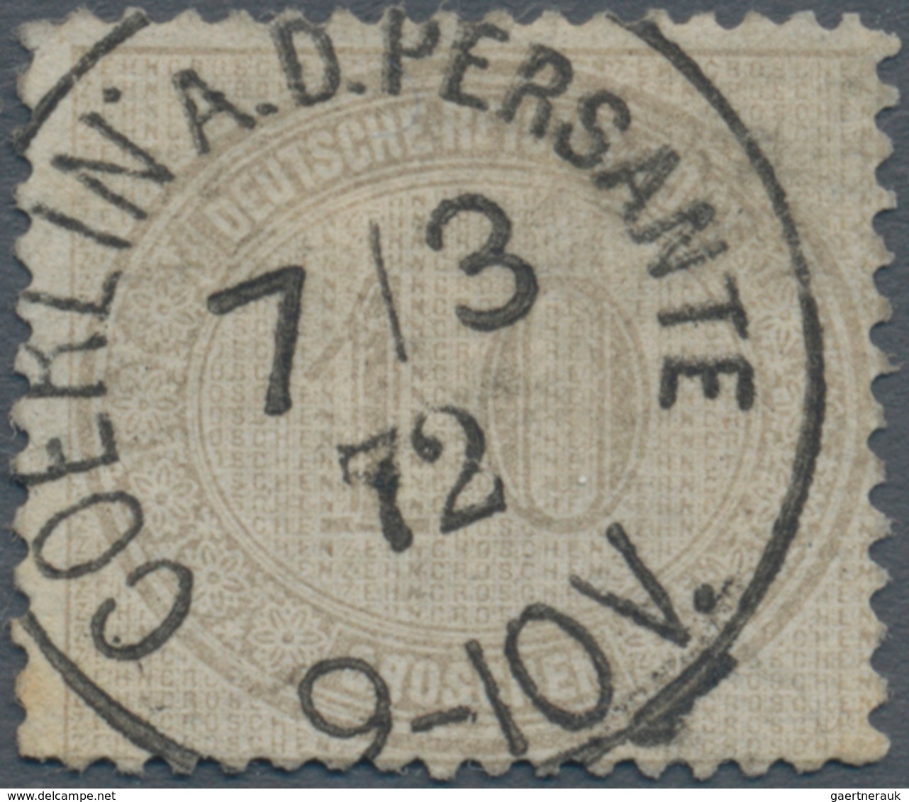 Deutsches Reich - Brustschild: 1872, Innendienstmarke 10 Gr. Gelbgrau Mit Einkreisstempel "COERLIN A - Neufs