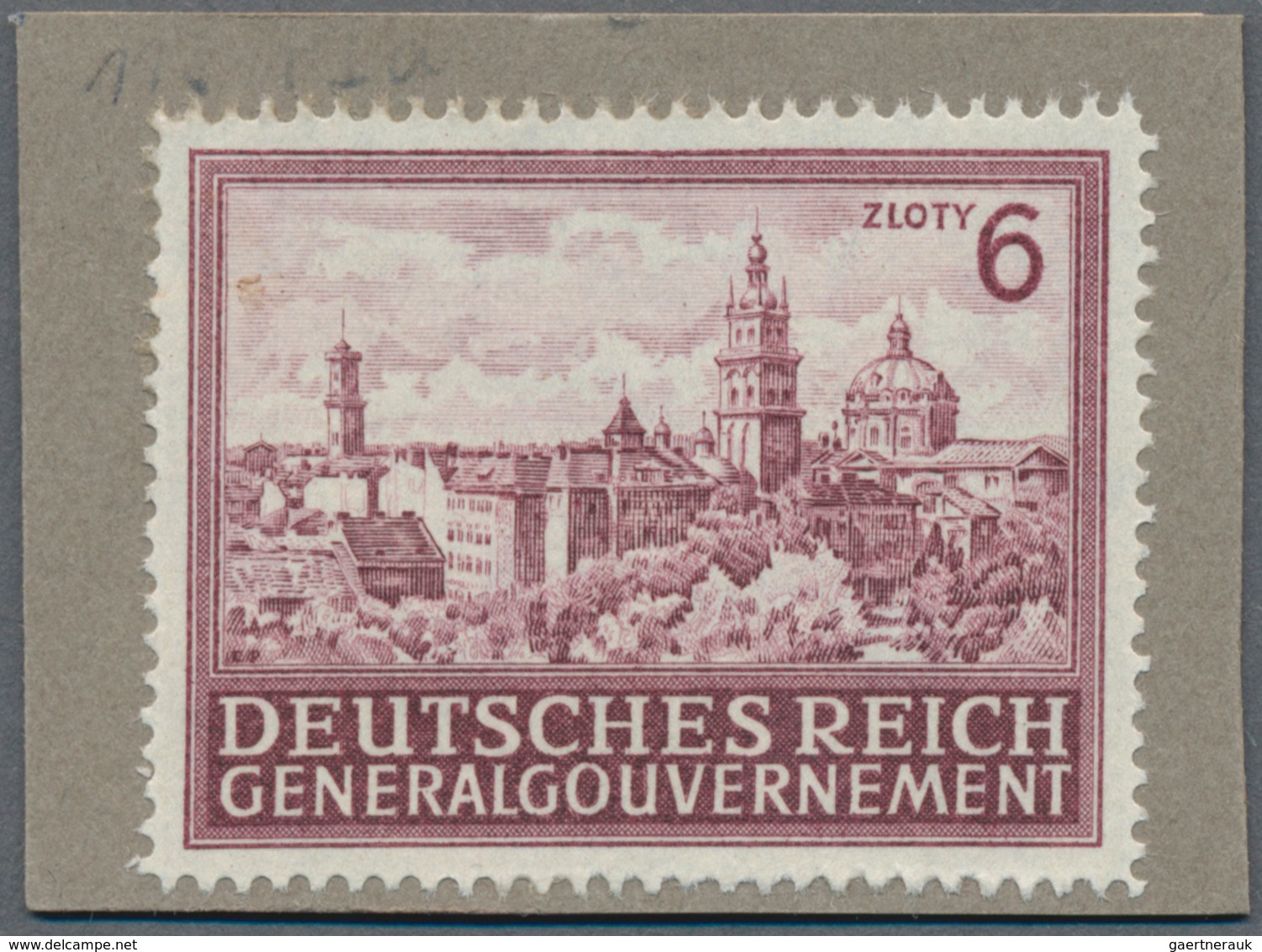 Dt. Besetzung II WK - Generalgouvernement: 1943, 6 Zl. Bauwerk Stadt Lemberg, Probedruck In Rötlichb - Besetzungen 1938-45