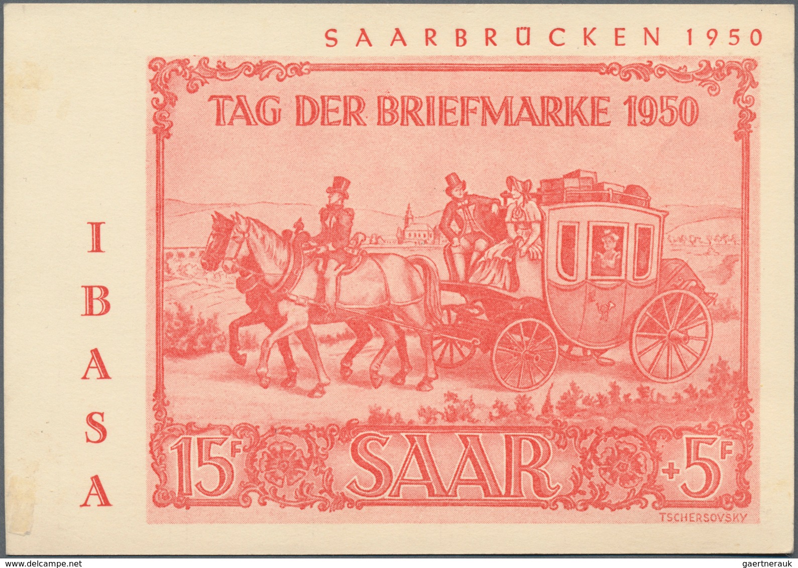 Saarland (1947/56): 1950, 15+5 Fr IBASA Aus Der Linken Unteren Bogenecke Mit Bogen-Nr. "74766" Und R - Neufs