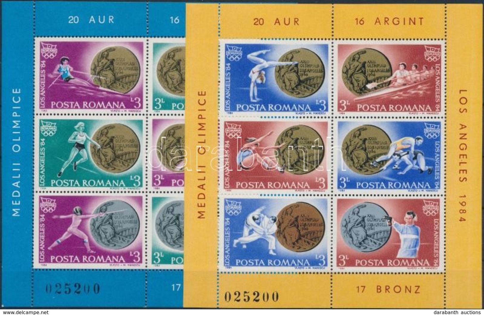 ** 1984 Los Angelesi Nyári Olimpia Aranyérmei Blokk Sor Mi 209-210 - Andere & Zonder Classificatie