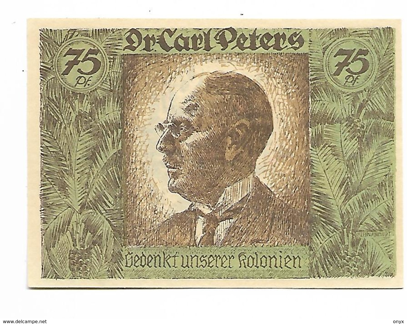 ALLEMAGNE / GERMANY - CARL PETERS / AFRIKA  KOLONY - 75 PFENNIG 1922 / SERIE A - Deutsch-Suedwestafrika