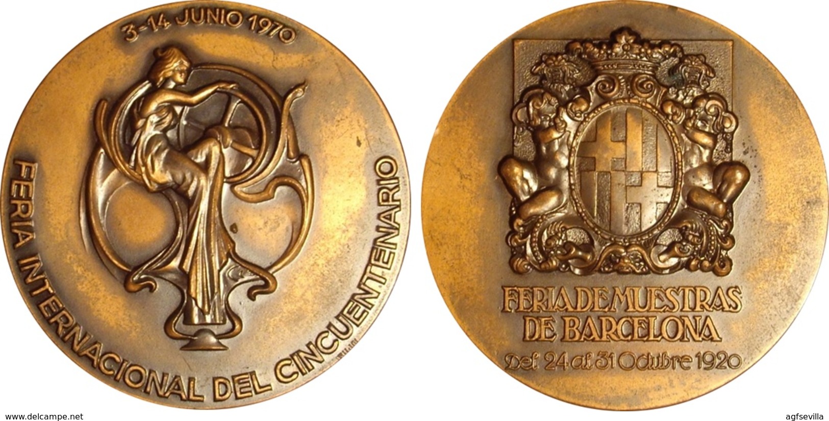 ESPAÑA. MEDALLA DE LA FERIA DE MUESTRAS DE BARCELONA. 1.970. CINCUENTENARIO. ESPAGNE. SPAIN MEDAL - Professionnels/De Société