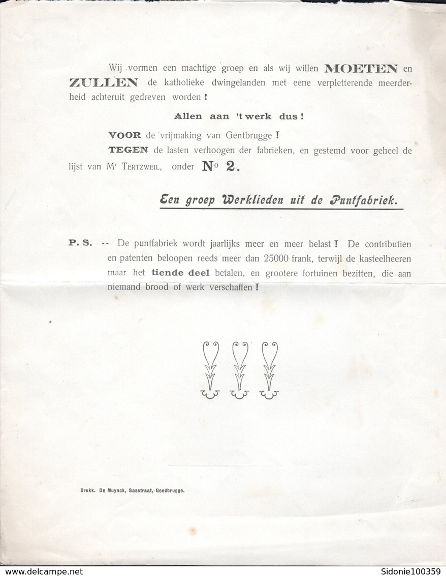 Enveloppe (publicité électorale) Envoyée De Gand Vers Gentbrugge En 1911 Affranchi Avec 1 Préoblitéré De Gand 1911 - Roulettes 1910-19