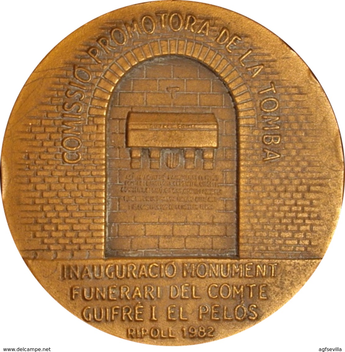 ESPAÑA. MEDALLA DE LA INAUGURACIÓN DE LA TUMBA DE WIFREDO EL VELLOSO. 1.982. CON ESTUCHE. SPAIN MEDAL WITH BOX - Professionals/Firms