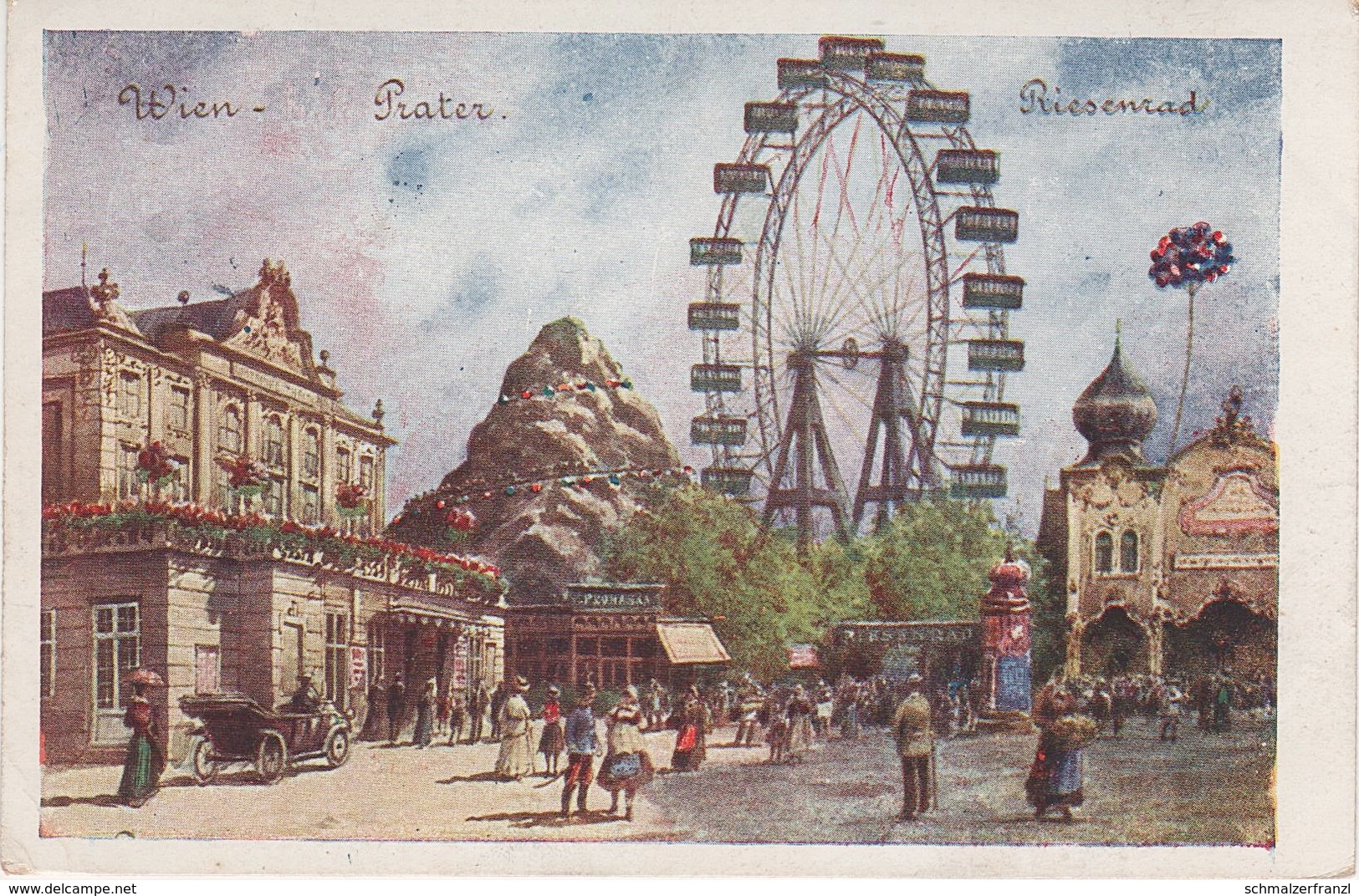 Litho Künstlerkarte AK Wien Vienna Prater Lustspieltheater Riesenrad Österreich Ungarn Austria Autriche Wiener Aquarell - Prater