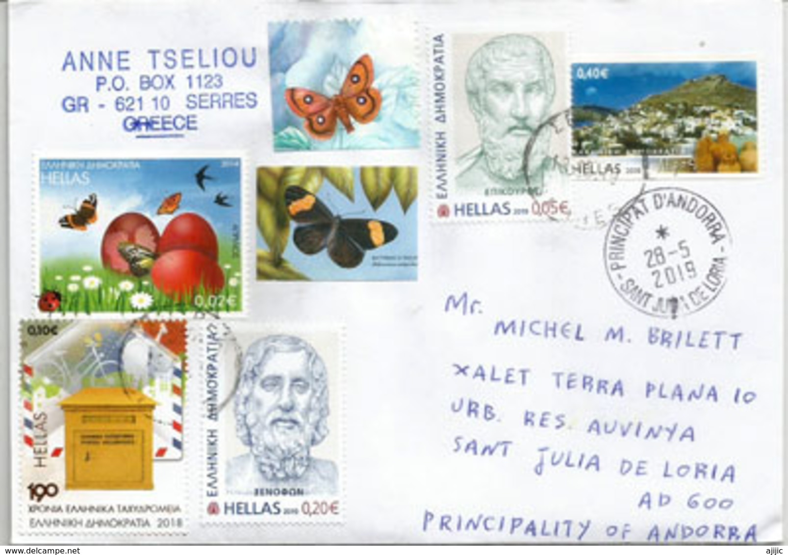 Letter "Ancient Greek Grammair ", Year 2019, From Greece, Sent To Andorra, With Arrival Postmark - Briefe U. Dokumente