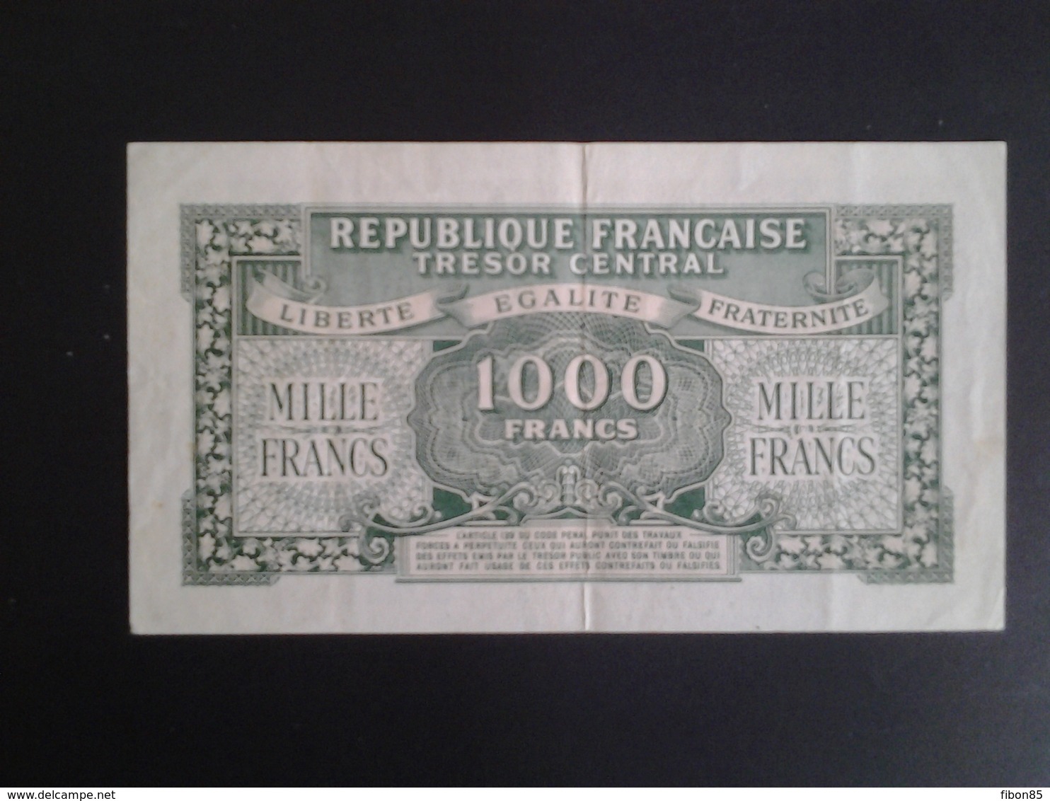 1000 FRANCS  MARIANNE CHIFFRES GRAS 1945 SERIE  01B - 1943-1945 Marianne