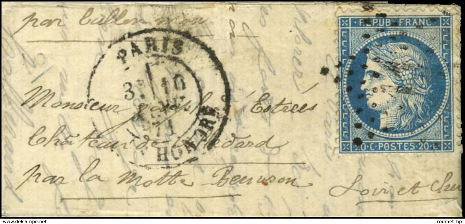 Etoile 11 / N° 37 Càd PARIS / R. ST HONORE 10 JANV. 71 Sur Lettre Avec Texte Daté De Montrouge Le 10 Janvier 1871 Pour L - Oorlog 1870