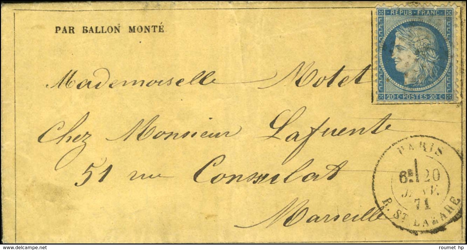 Etoile 2 / N° 37 Càd PARIS / R. ST LAZARE 20 JANV. 71 Sur Gazette Des Absents N° 29 Avec La Partie Lettre Journal Non éc - Guerra Del 1870