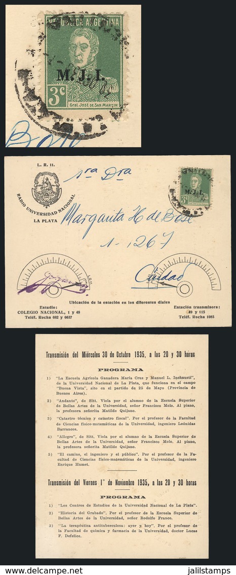 ARGENTINA: Advertising Card Of A Radio Program Of Radio De La Universidad Nacional De La Plata, Used Locally W - Dienstmarken