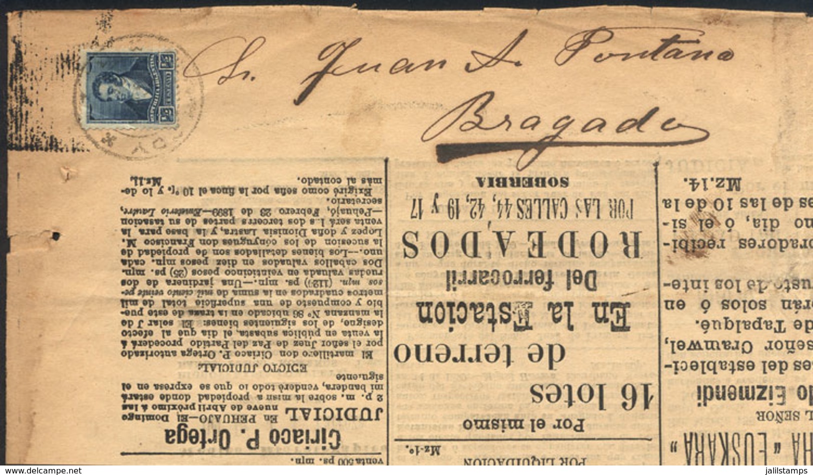 ARGENTINA: Newspaper "El Nacional" Of Chivilcoy, Posted To Bragado On 18/MAR/1899 Franked With ½c. (GJ.174 ALONE), - Sonstige & Ohne Zuordnung