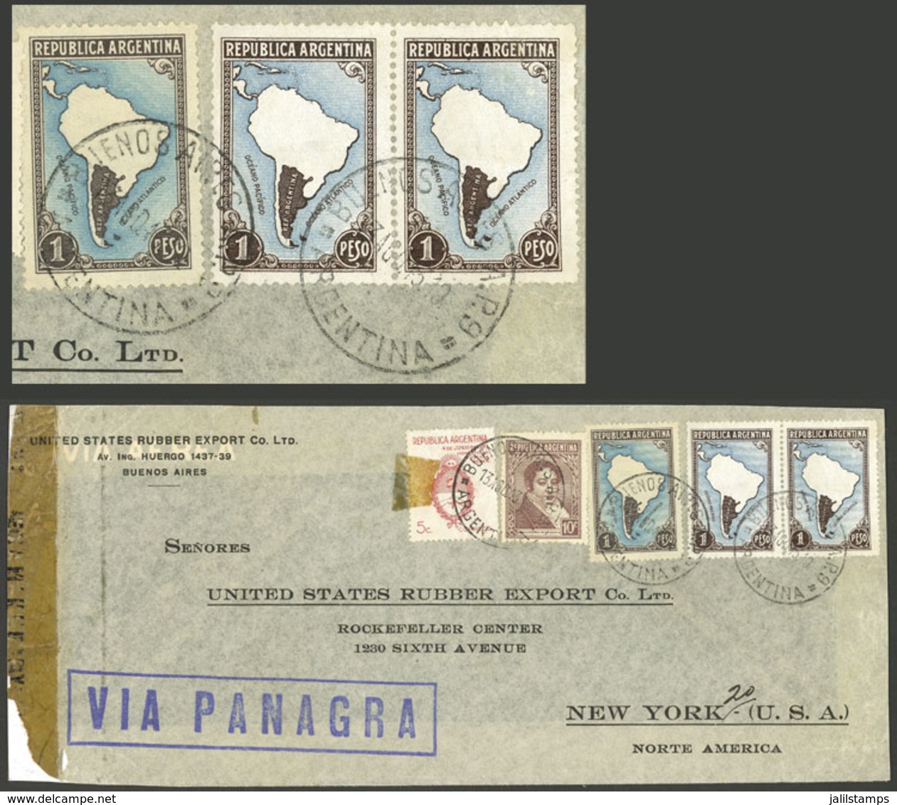 ARGENTINA: RARE MIXED POSTAGE: 1P. Map Without Borders On IMPORTED UNSURFACED PAPER (GJ.760) + Pair Of The Same Val - Andere & Zonder Classificatie