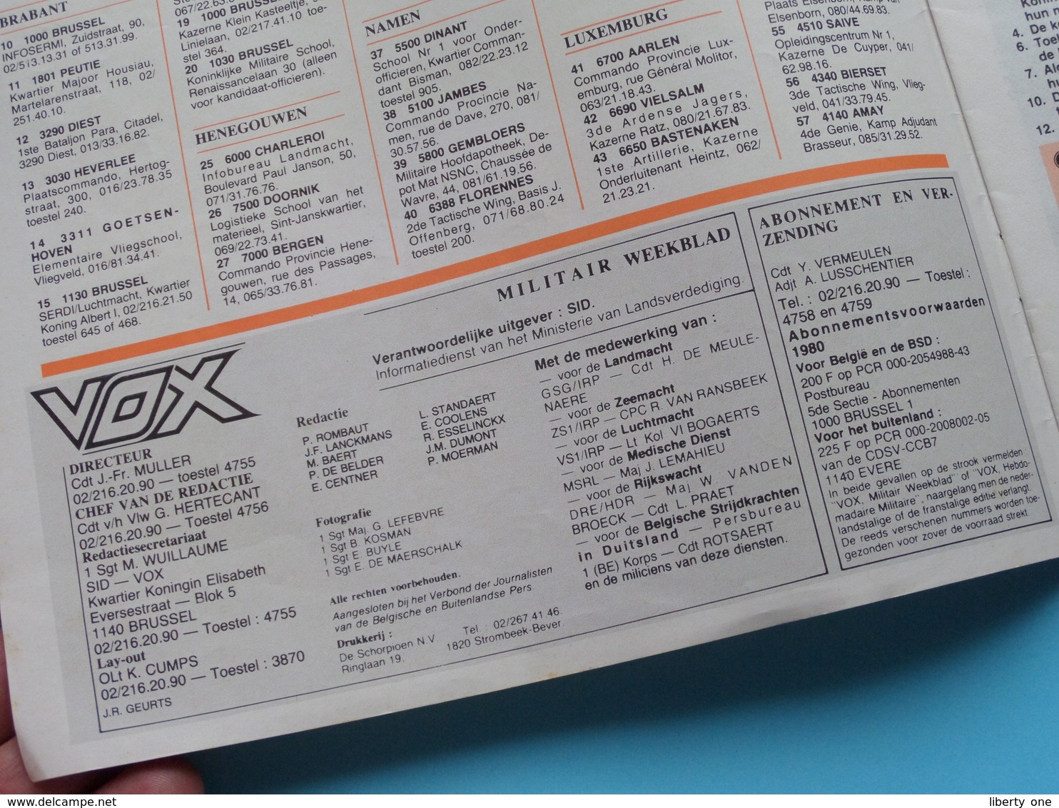 VOX Militair Weekblad 23 Oktober 1980 - 7e Jaargang N° 37 - Uitgave SID ( Zie Foto's Voor En Achterkant ) ! - Niederländisch