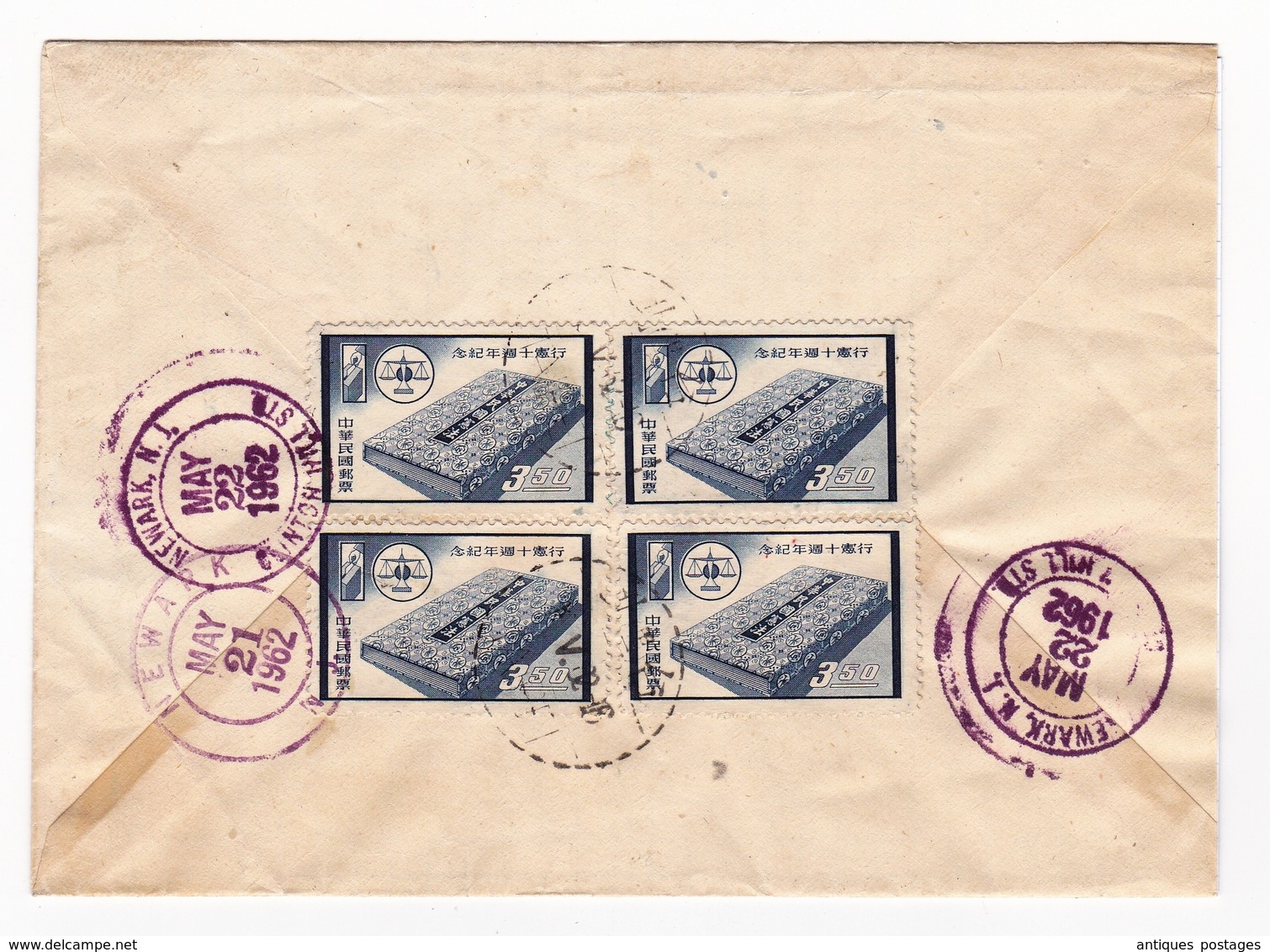 Registered Letter 1962 TAIPEI Taiwan Newark USA Raymond Chen Air Mail Chine China  臺北市 中華民國 中国 - Briefe U. Dokumente