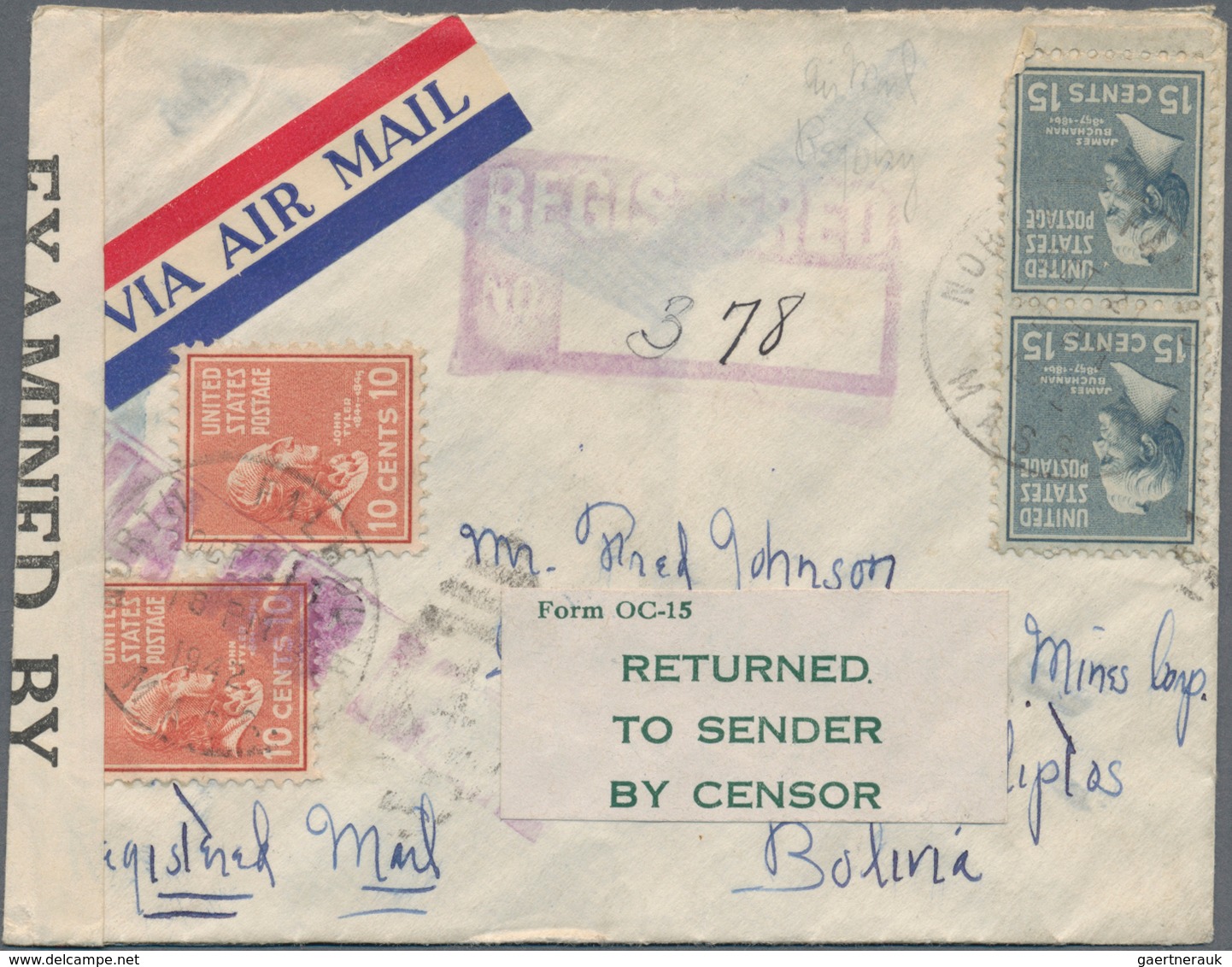 Alle Welt: 1940/45 Approx. 110 Registered Letters, Airmail, Ship Mail, One Airgraph, All With Censor - Colecciones (sin álbumes)