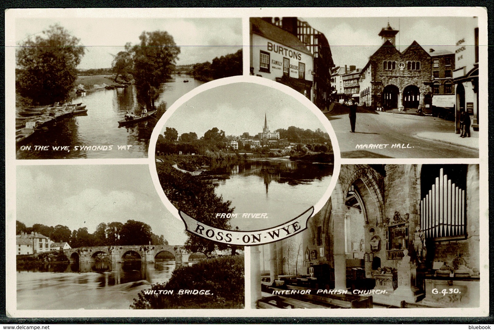 Ref 1298 - 1938 Real Photo Multiview Postcard - Market Hall - Church Organ Ross-on-Wye Herefordshire - Herefordshire