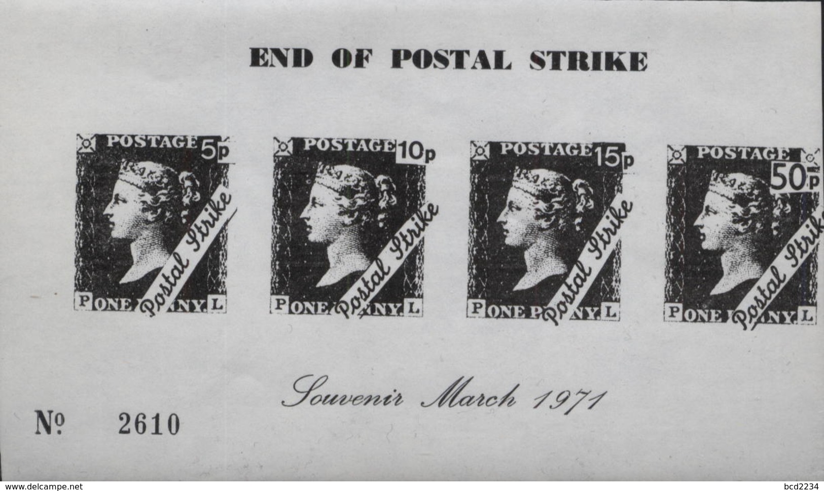 GB STRIKE MAIL (HELLENIC SERVICE) END OF POSTAL STRIKE PENNY BLACK MS NHM Stamps On Stamps Queen Victoria - Cinderellas