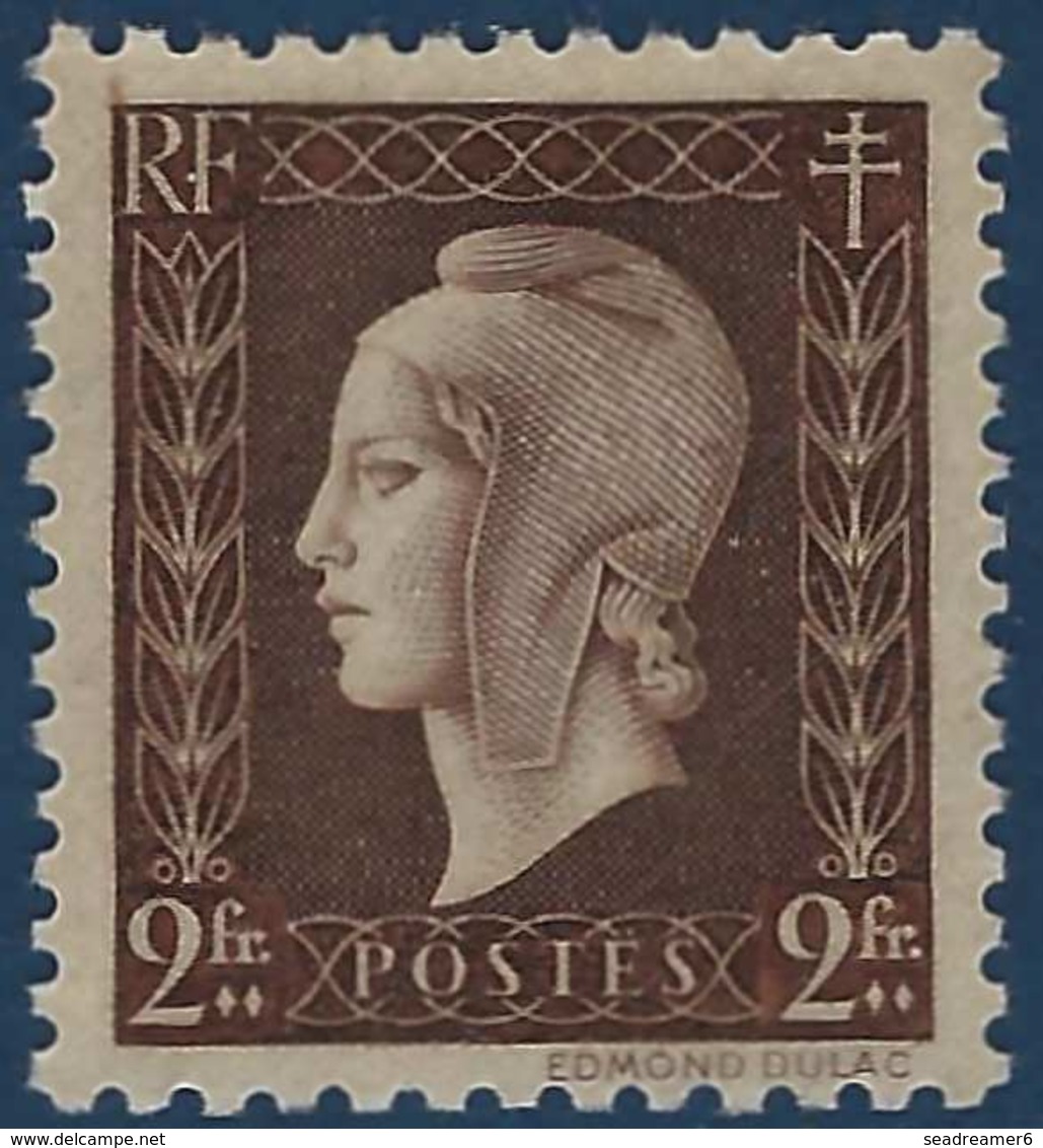 France Marianne De Dulac N°692 2fr** Brun, L'impression Est Au Dos Coté Gomme !!!  RRR Signé Thiaude - Unused Stamps