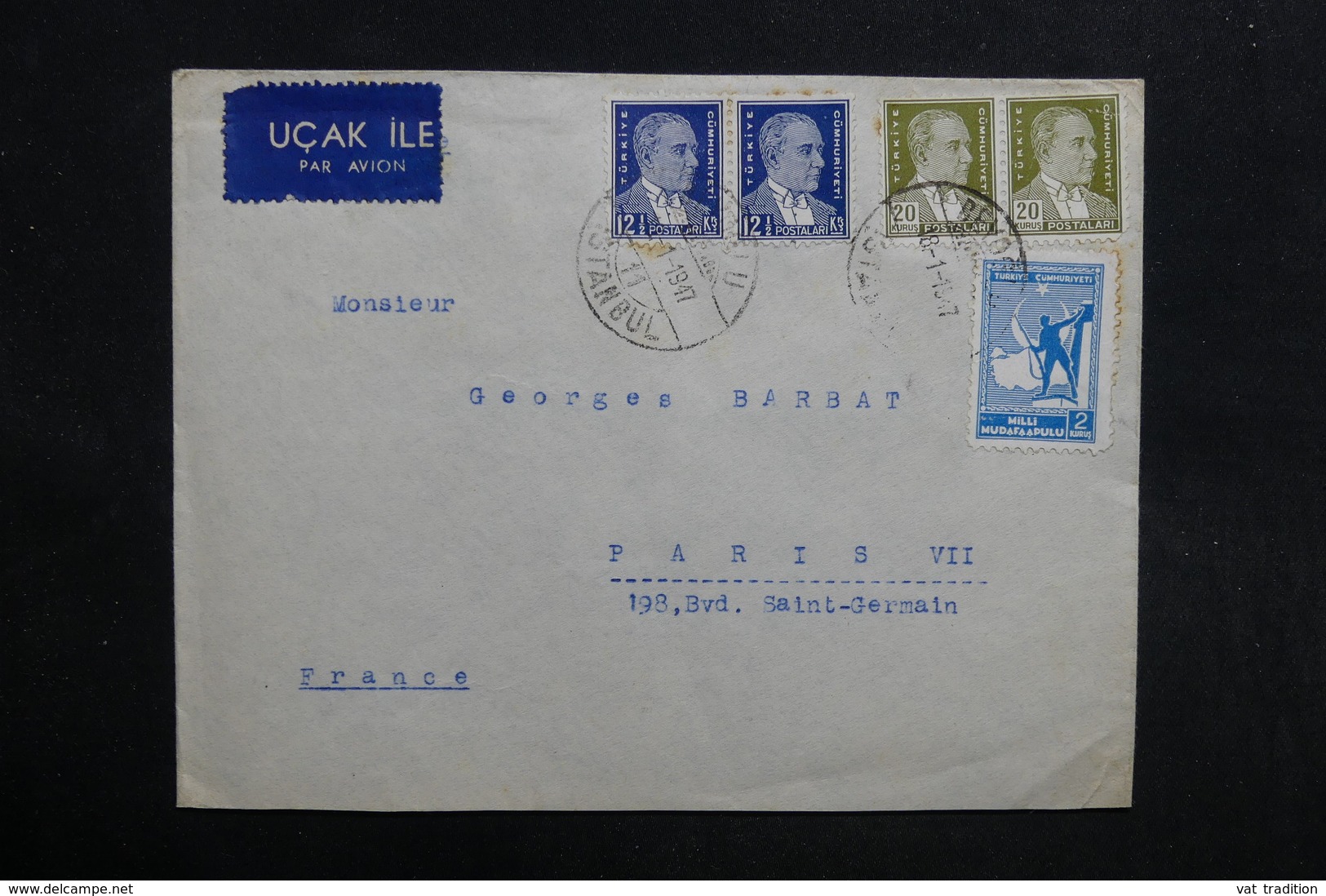 TURQUIE - Enveloppe De Istanbul  Pour La France En 1947 -  L 31590 - Lettres & Documents