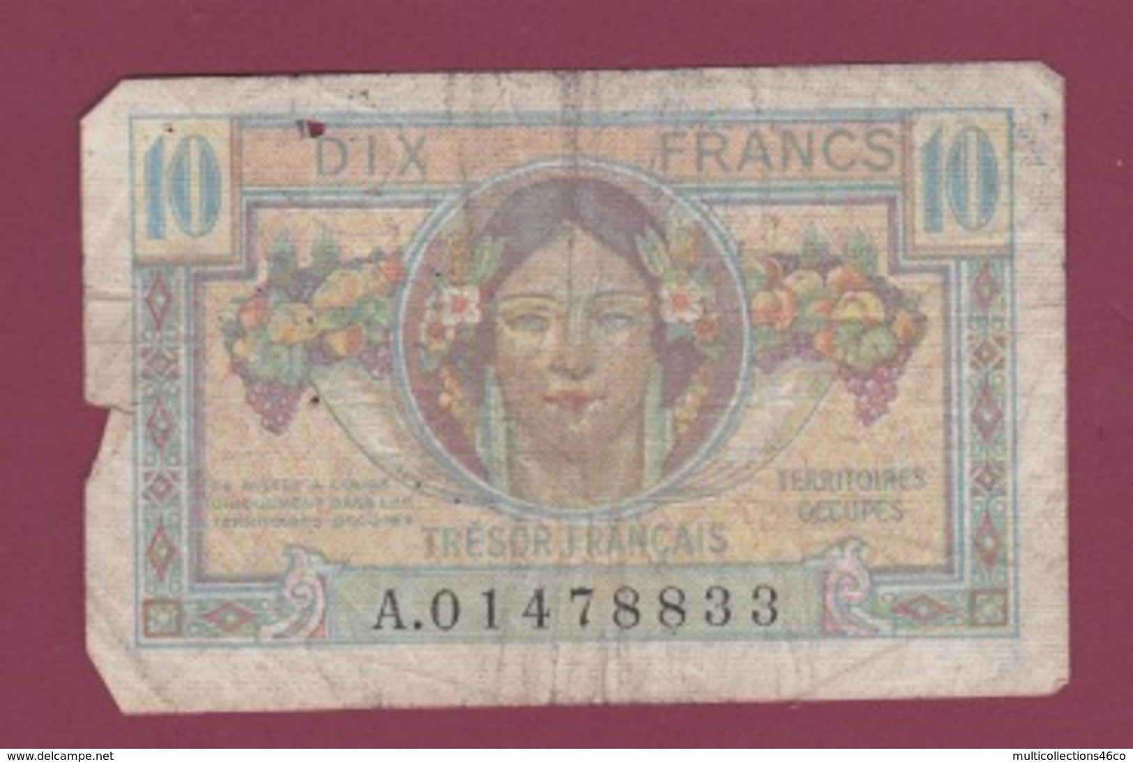 100619A - BILLET Trésor Français Territoires Occupés 10 Dix Francs A01478833 - Moisson Fauchage - 1947 Staatskasse Frankreich
