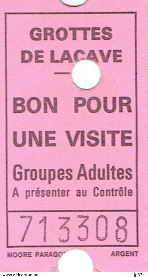 Ticket D'entrée Grottes De Lacave (Lot) Bon Pour Une Visite Groupes Adultes - Tickets - Entradas