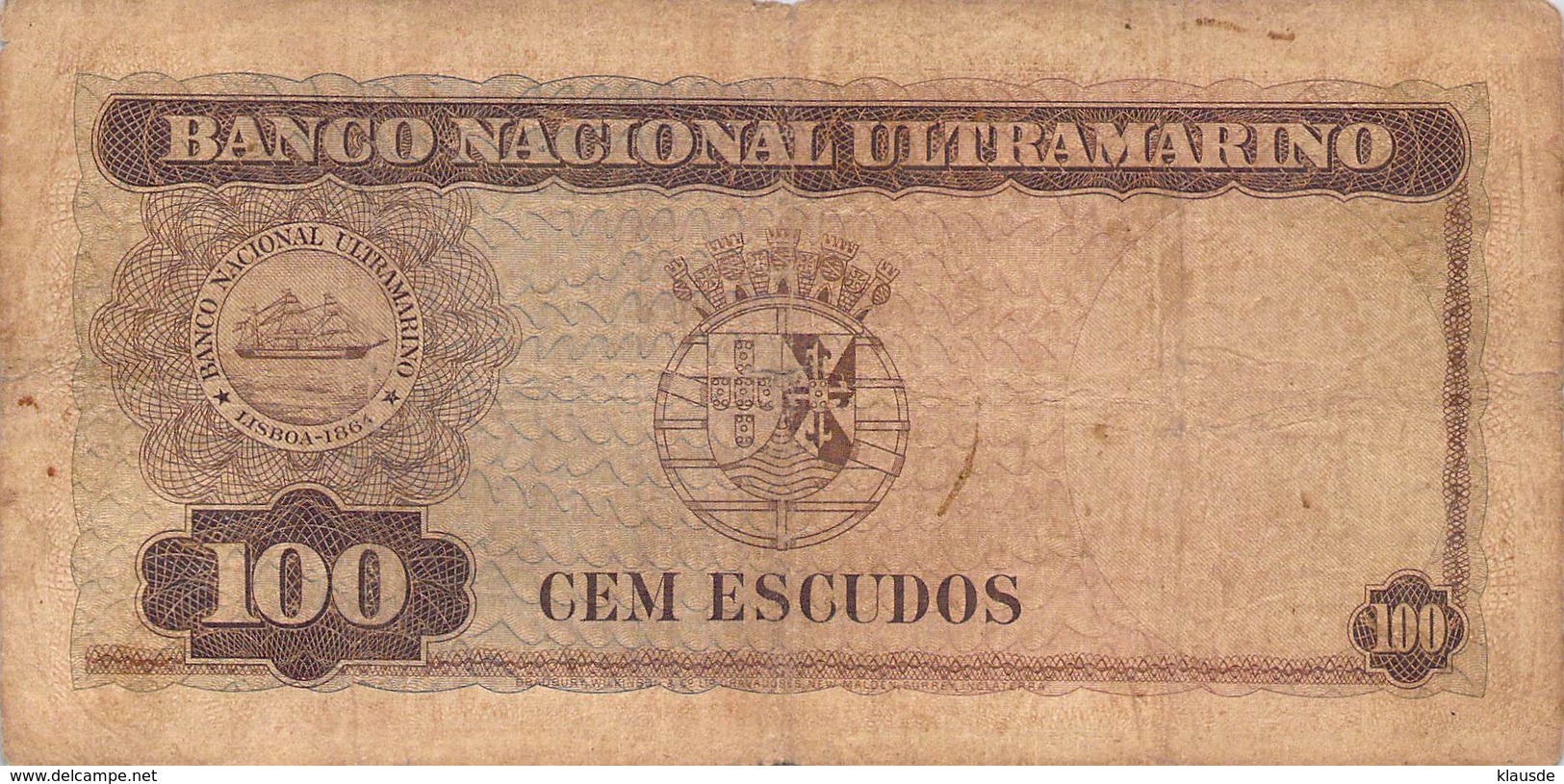 100 Escudos - Timor - Colônia Portuguesa  1959 VF/F (III) - Timor