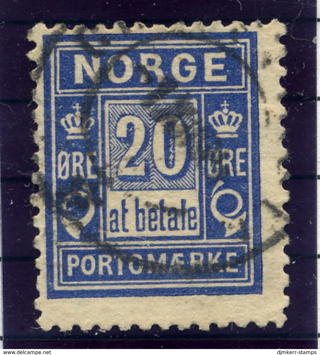 NORWAY 1897 Postage Due 20 Øre Knudsen Printing Perforated 13½ X 12½  Used. Michel Porto 5 II B - Gebruikt