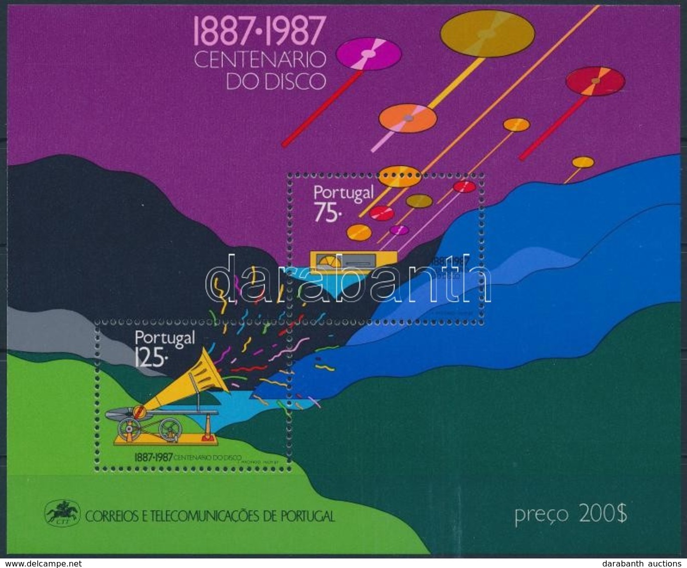 ** 1987 100 éves A Hanglemez Blokk,
Centenary Of The Record Block
Mi 55 - Otros & Sin Clasificación