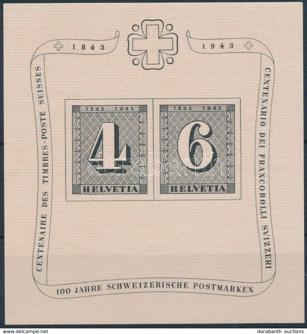 ** 1943 100 éves A Svájci Bélyeg Blokk Mi 8 - Andere & Zonder Classificatie