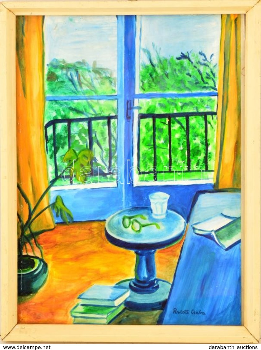 Perlott Jelzéssel: Kilátás A Szobából. Akvarell, Papír, üvegezett Keretben, 42×30 Cm - Andere & Zonder Classificatie