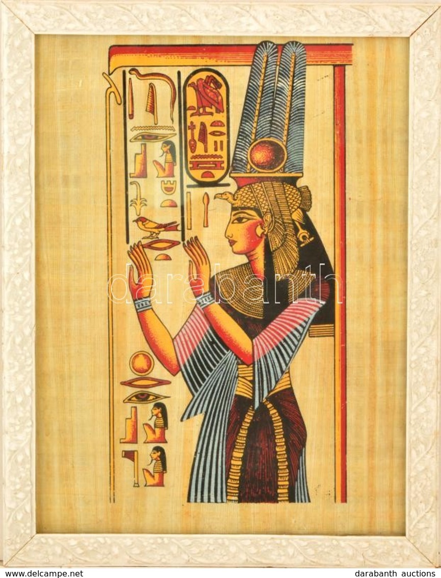 Egyiptomi Papirusz Kép Keretben, 36×27 Cm - Altri & Non Classificati