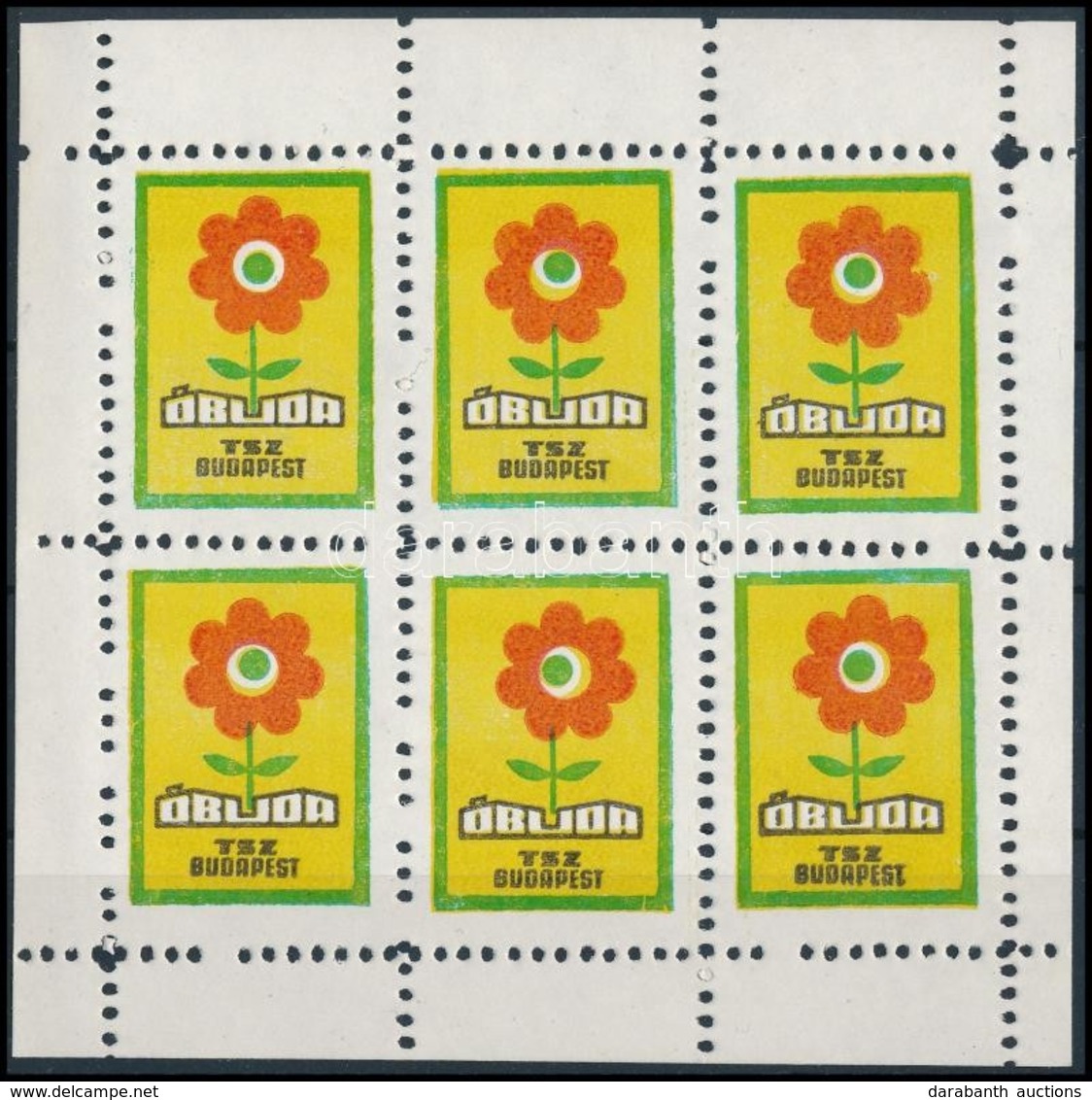 1960-as évek Óbuda TSZ Levélzáró Kisív / Label Minisheet Of 6 - Zonder Classificatie