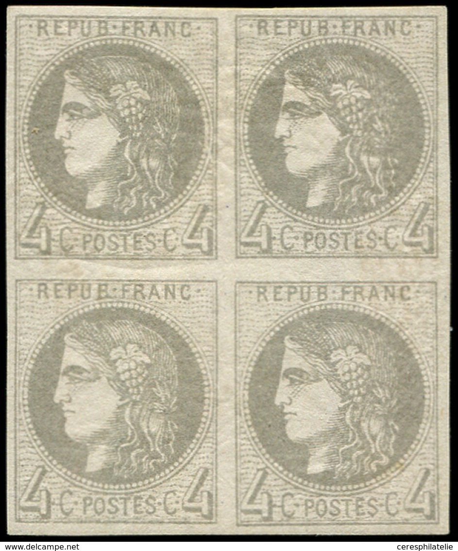 ** EMISSION DE BORDEAUX - 41B   4c. Gris, R II, BLOC De 4, TB. Br - 1870 Emissione Di Bordeaux