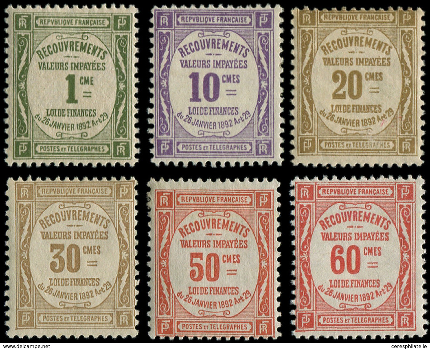 * TAXE - 43/48 Timbres Pour Recouvrements, TB - 1859-1959 Lettres & Documents