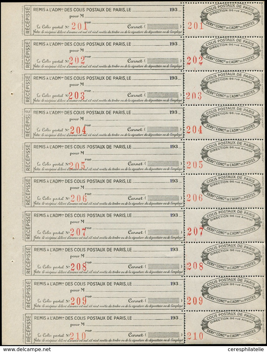 ** COLIS POSTAUX DE PARIS  (N° Et Cote Maury) - Colis Postaux De Paris 171 : Noir Et Blanc, Gros Chiffres Rouges, Feuill - Altri & Non Classificati