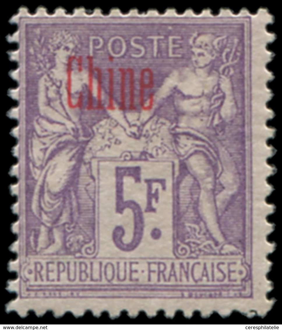 * CHINE 16a : 5f. Violet, Surch. CARMIN, TB - Altri & Non Classificati