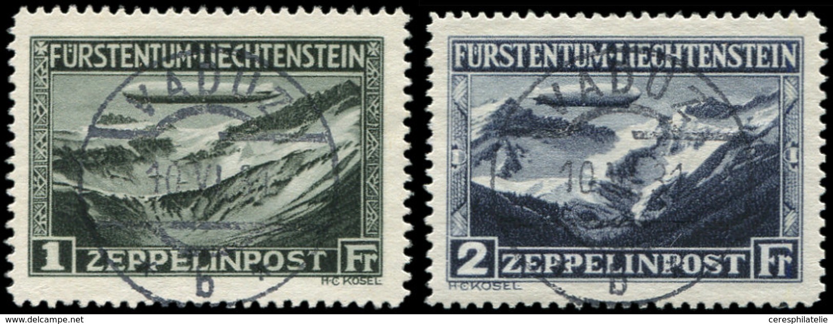 LIECHTENSTEIN PA 7/8 : Zeppelins, Obl., TB - Air Post