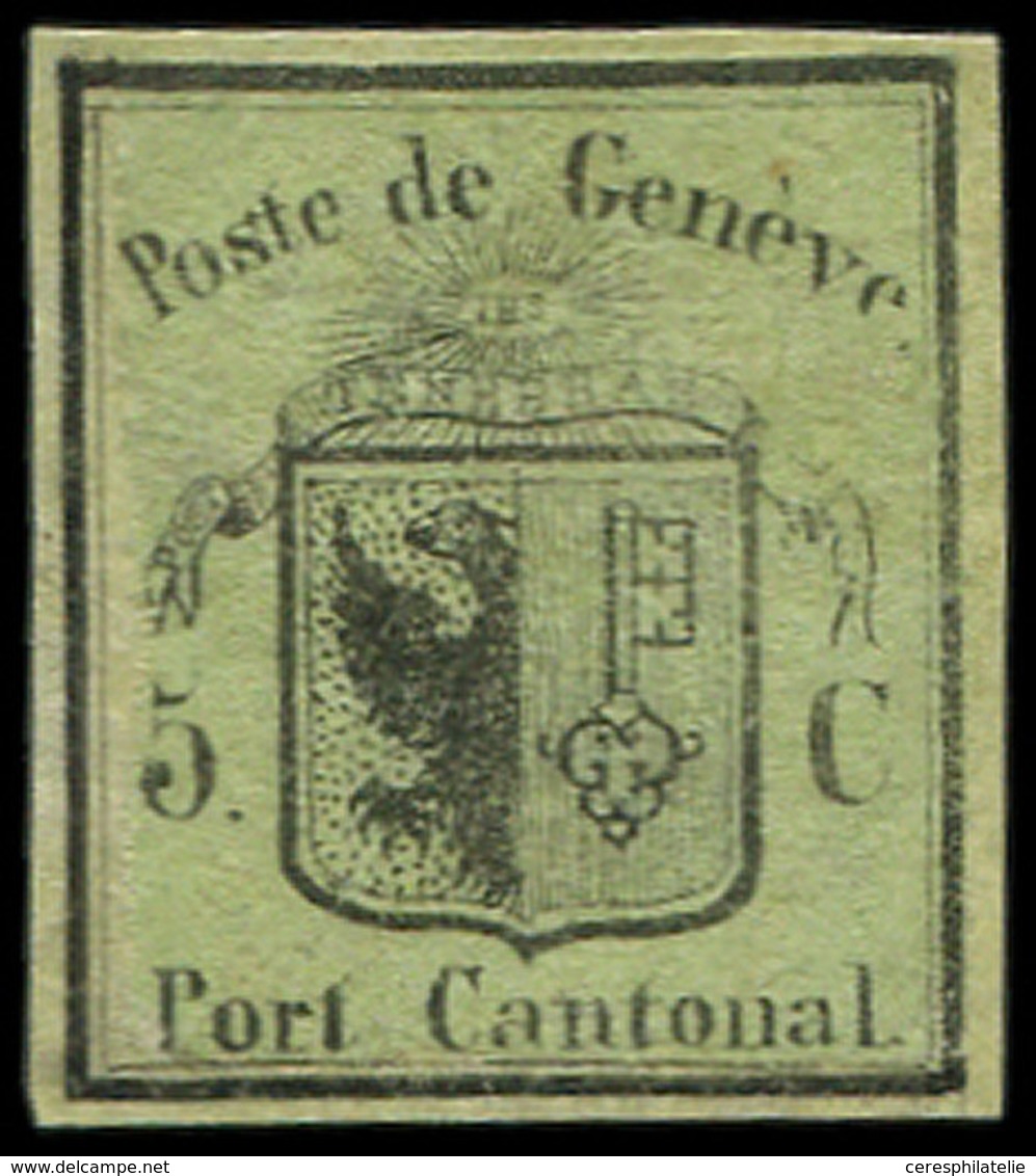 (*) SUISSE 2 : 5c. Noir Sur Vert, Remargé Mais Authentique - 1843-1852 Poste Federali E Cantonali