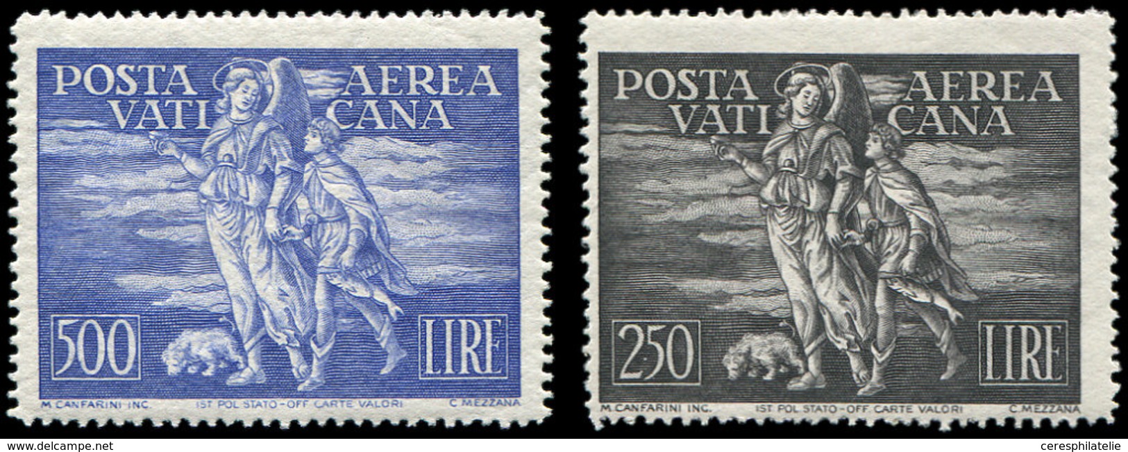 * VATICAN PA 16/17 : 250l. Gris Noir Et 500l. Outremer, TB - Airmail