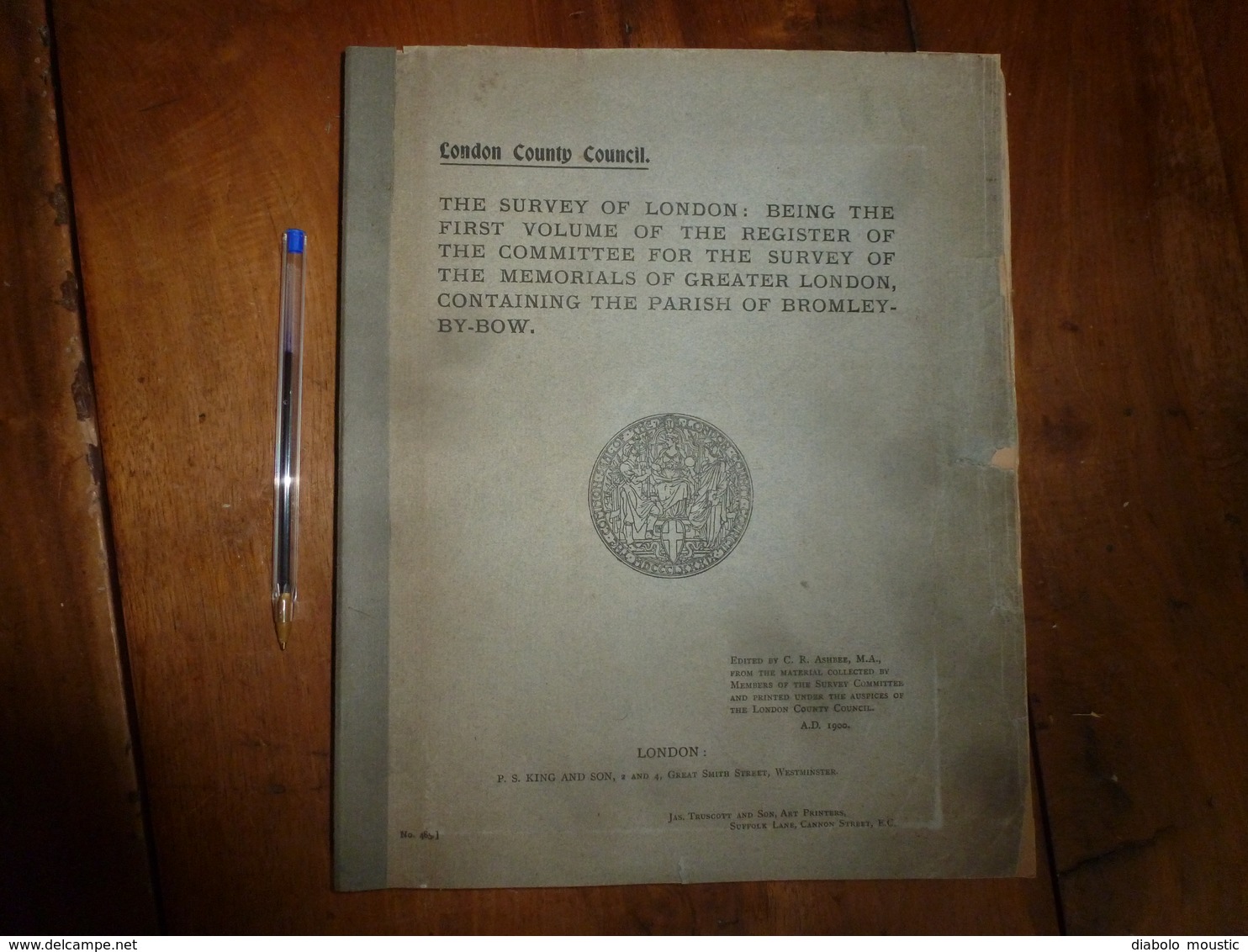 1900 With Map Of The Parish Of BROMLEY : The Survey Of London: Being The First Volume Of The Register Of The Committee - 1900-1949