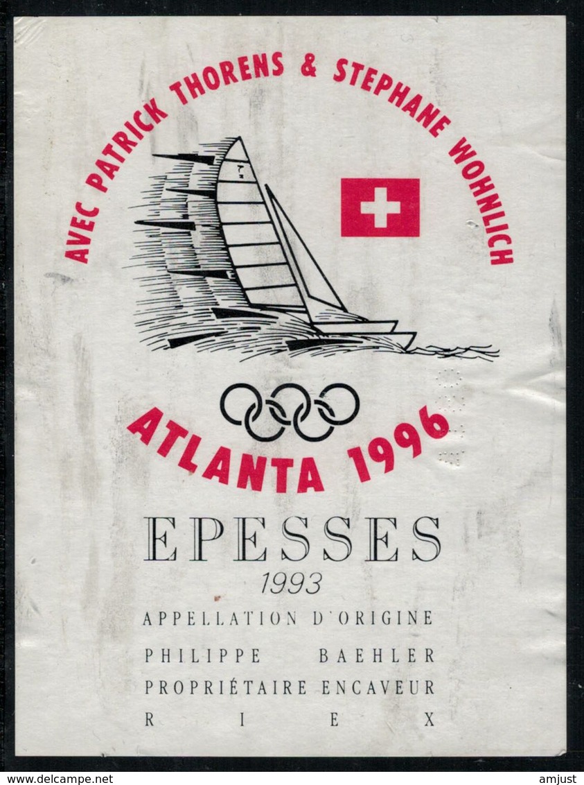 Etiquette De Vin // Epesses, Jeux Olympique Atlanta 1996 - Bateaux à Voile & Voiliers