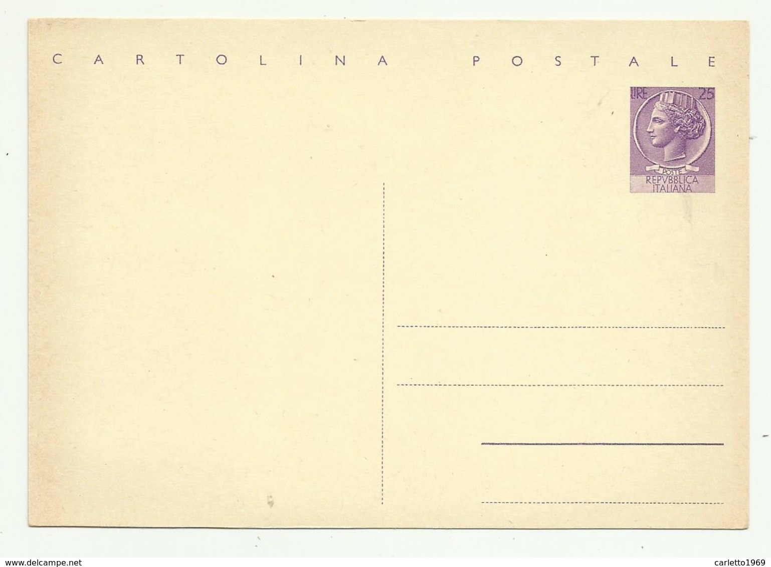 CARTOLINA POSTALE - LIRE 25 INTERO POSTALE - 1961-70:  Nuovi