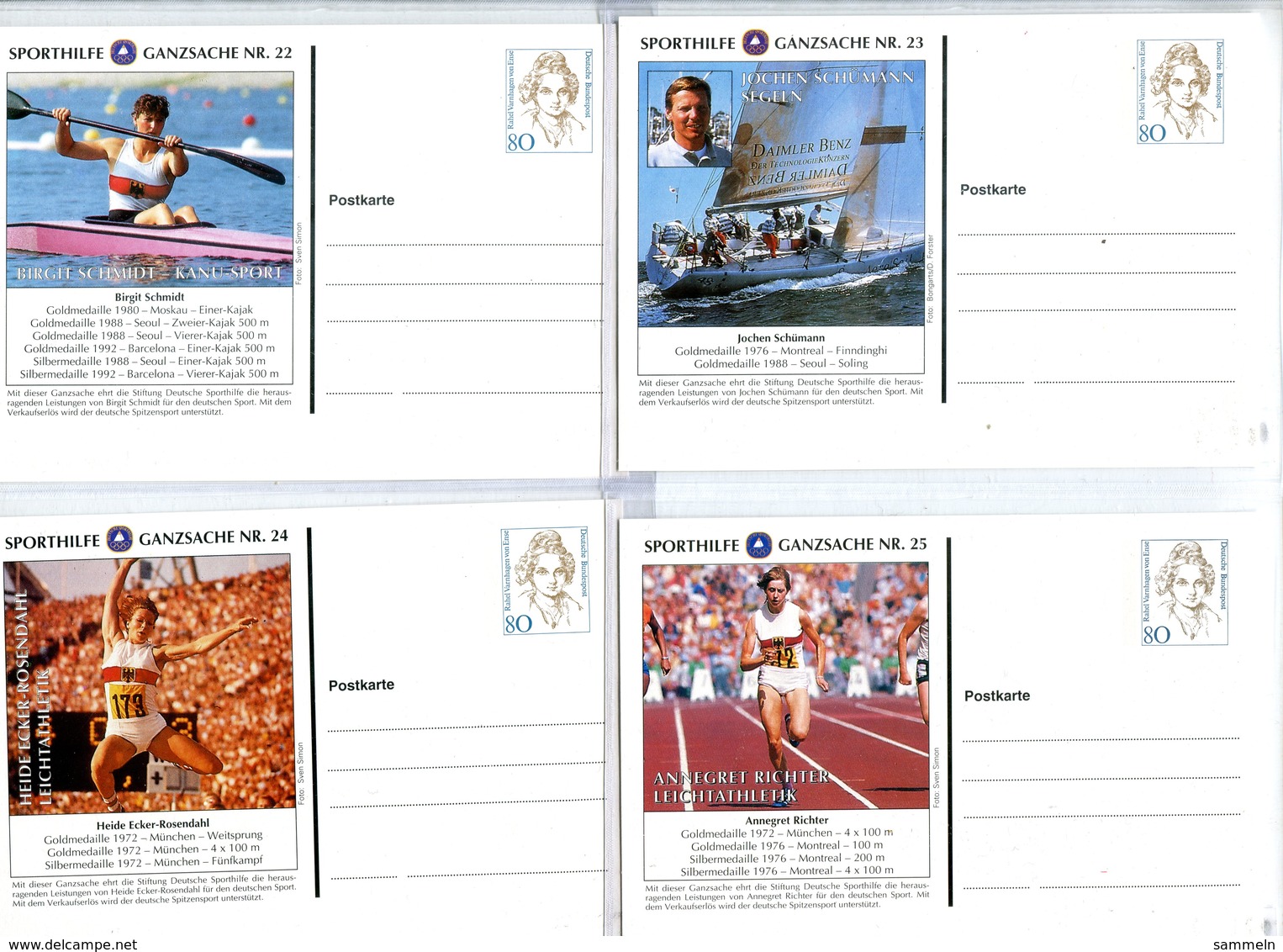 4732 - BUND - 4 Verschiedene Sporthilfe Privatganzsachen (Leichtathletik, Segeln, Kanu) - Ungebraucht - Postales Privados - Nuevos