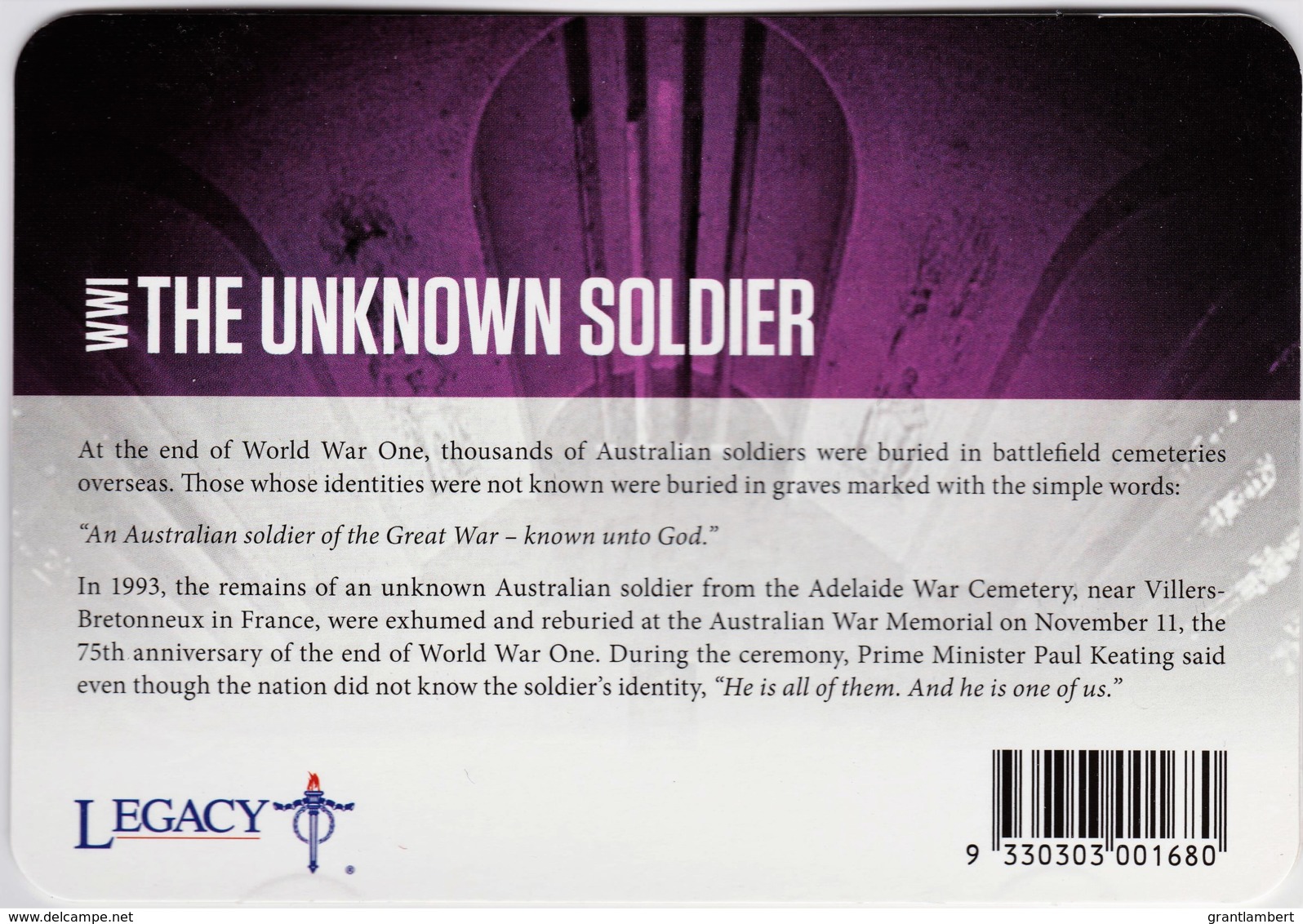 Australia 2015 ANZAC 100 Years - WW1 The Unknown Soldier Uncirculated 20c - Zonder Classificatie