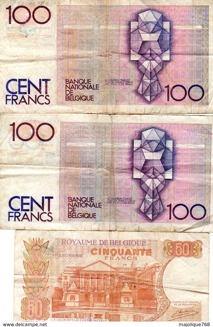Lot De 3 Billets De Belgique - 2 De 100 Frank Honderd Et 1 De Vijftig Ou 50 Frank Du 16/05/66 - - Colecciones