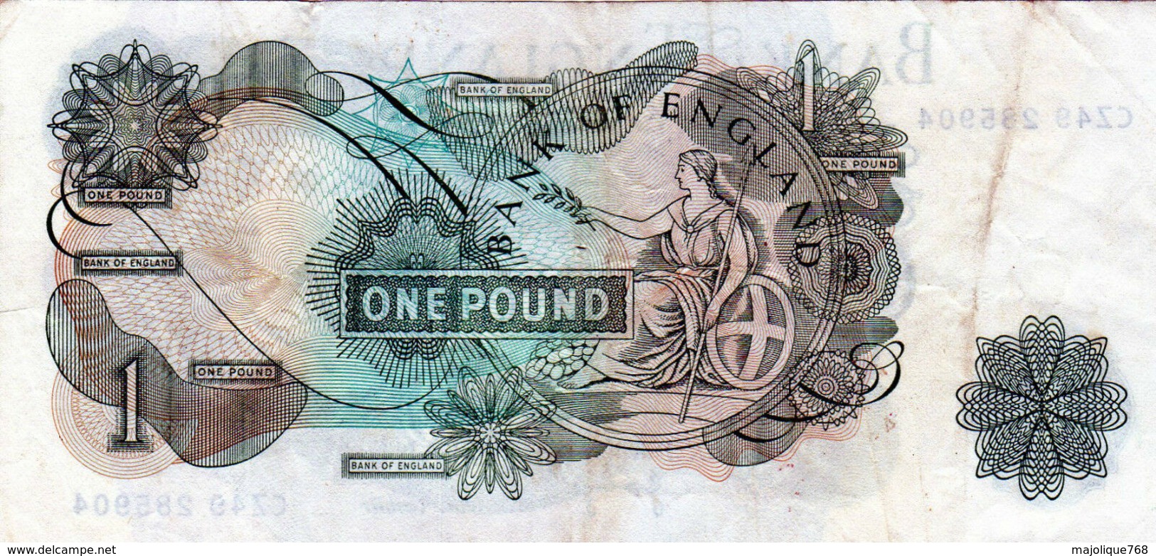 Billet De Grande-Bretagne De 1 Pound N D (1960-77) En T T B +- C Z 49 285904 - - 1 Pond